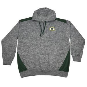 Green Bay‎ Packers Sweatshirt Men's 2XL Gray Majestic Fleece 1/4 Zip Hoodie NFL